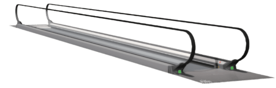 Fuji Fenix moving walk with stainless-steel deck and balustrade