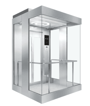 Panoramic elevator with ring LED ceiling design